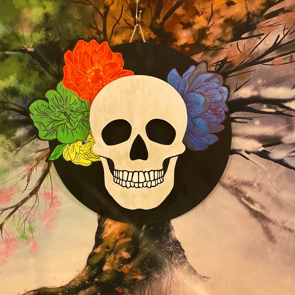 Wooden Painted Skull